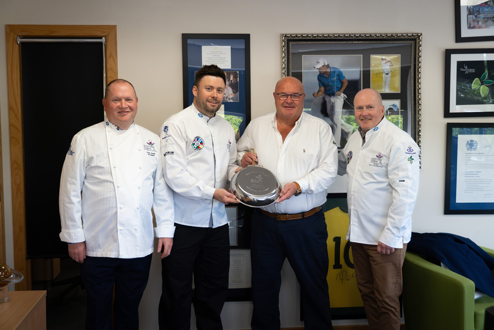 Entier CEO Peter Bruce Presented Engraved Chefs Pan from Scottish Chefs
